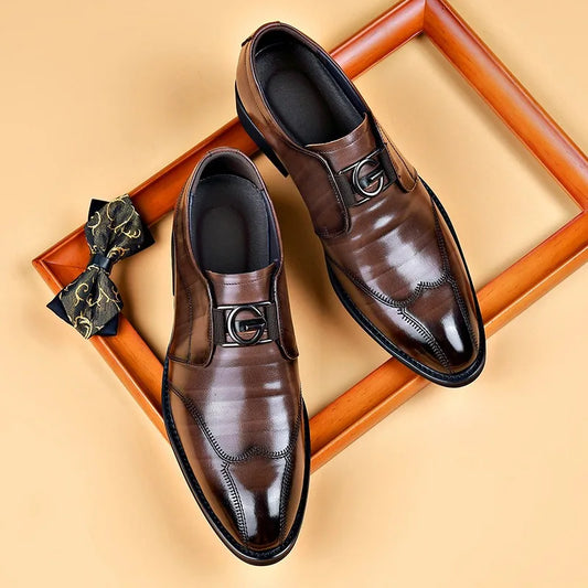 M&T Wear- Men Casual Shoes Fashion Brand Classic Casual Men Leather Shoes Black Breathable Business Men Shoes Large Size