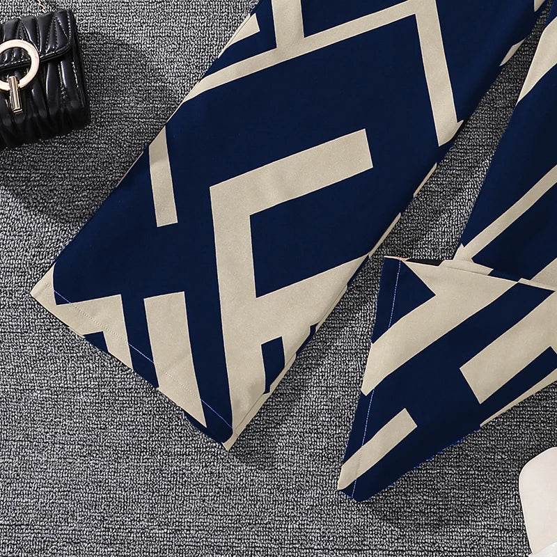 M&T Wear - Kids Clothing Sets For Girls Khaki Off-shoulder Long sleeve Top & Stripe Printing Pants Summer Resort Style Children Suits OOTD