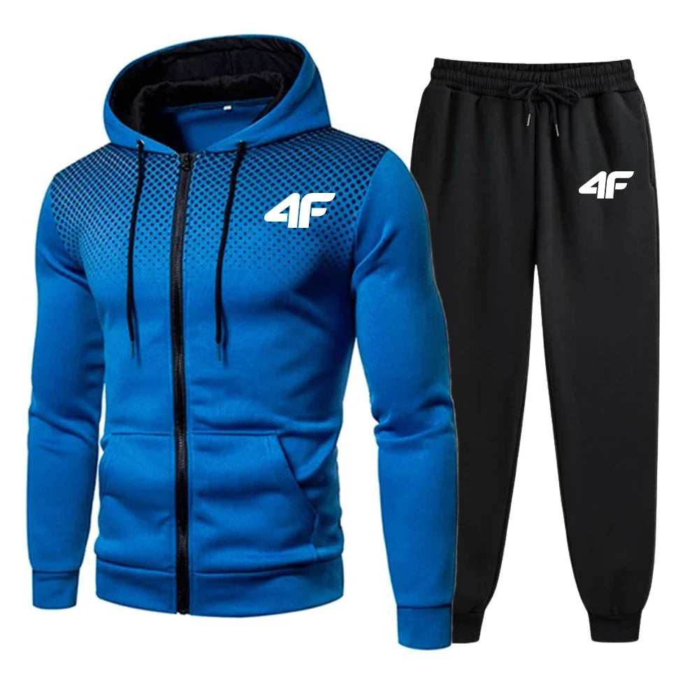 M&T Wear - Men's Tracksuits Casual Round Dot Zipper Sweatshirt &  Jogging Pants 2 Piece Set Print High Quality Hooded Jacket Suit Clothing 2025