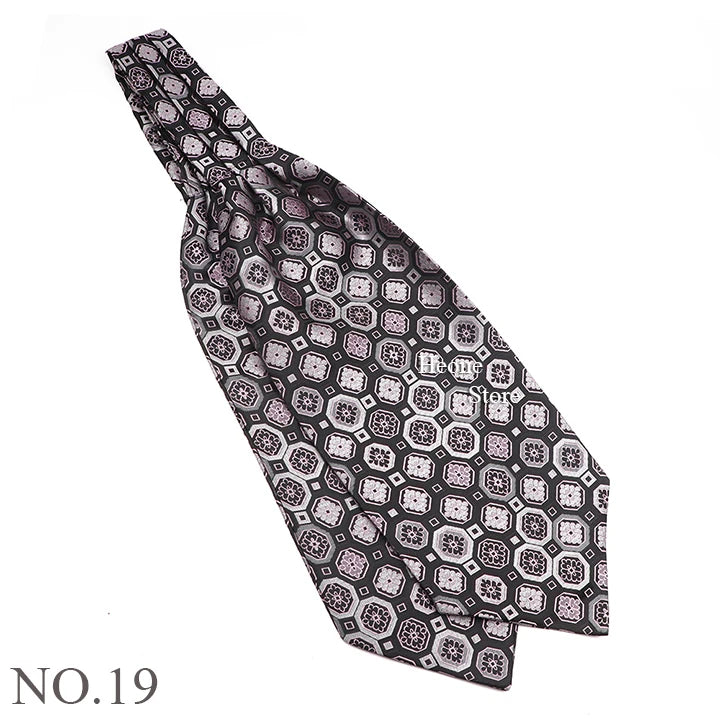 Luxury Mens Scarf Tie Solid Color Dot Geometric Pattern Floral Jacquard Woven Polyester Silk Ascot Cravat Tuxedo Suit Shirt Gift