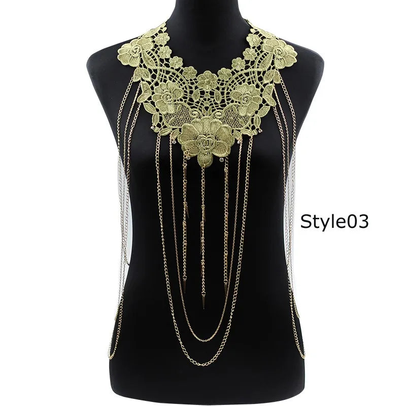 M&T Wear - Lace Flower Statement Choker Necklace for Women