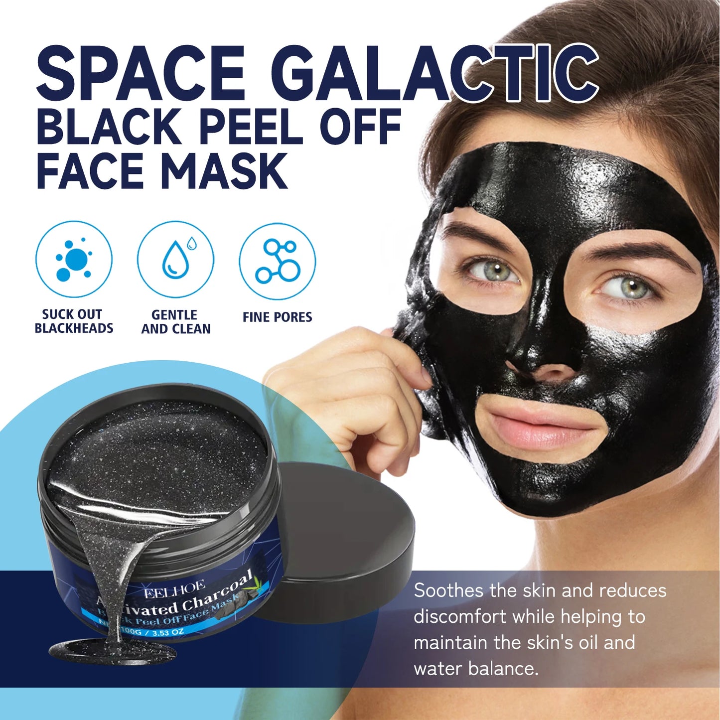 Face Cleansing Mask Charcoal Shrink Pores Cleaner Blackhead Remover Mask For Face Moisturizing Brightening Facial Skin Care 100g