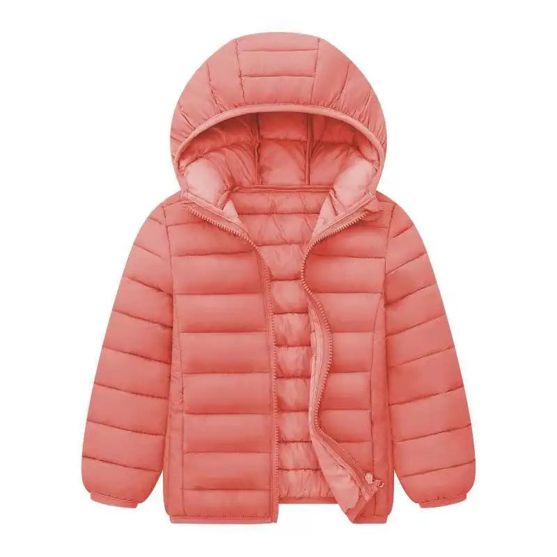 M&T Wear - Kids Down Jackets For 3-14 Years Autumn Winter Boys Girls Warm Solid Down Coats Teens Hooded Zipper Outerwear Children Clothing