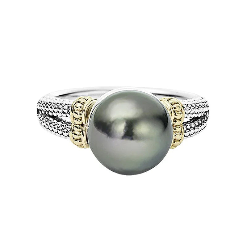 M&T Wear – S925 Grey Pearl Cocktail Ring for Women