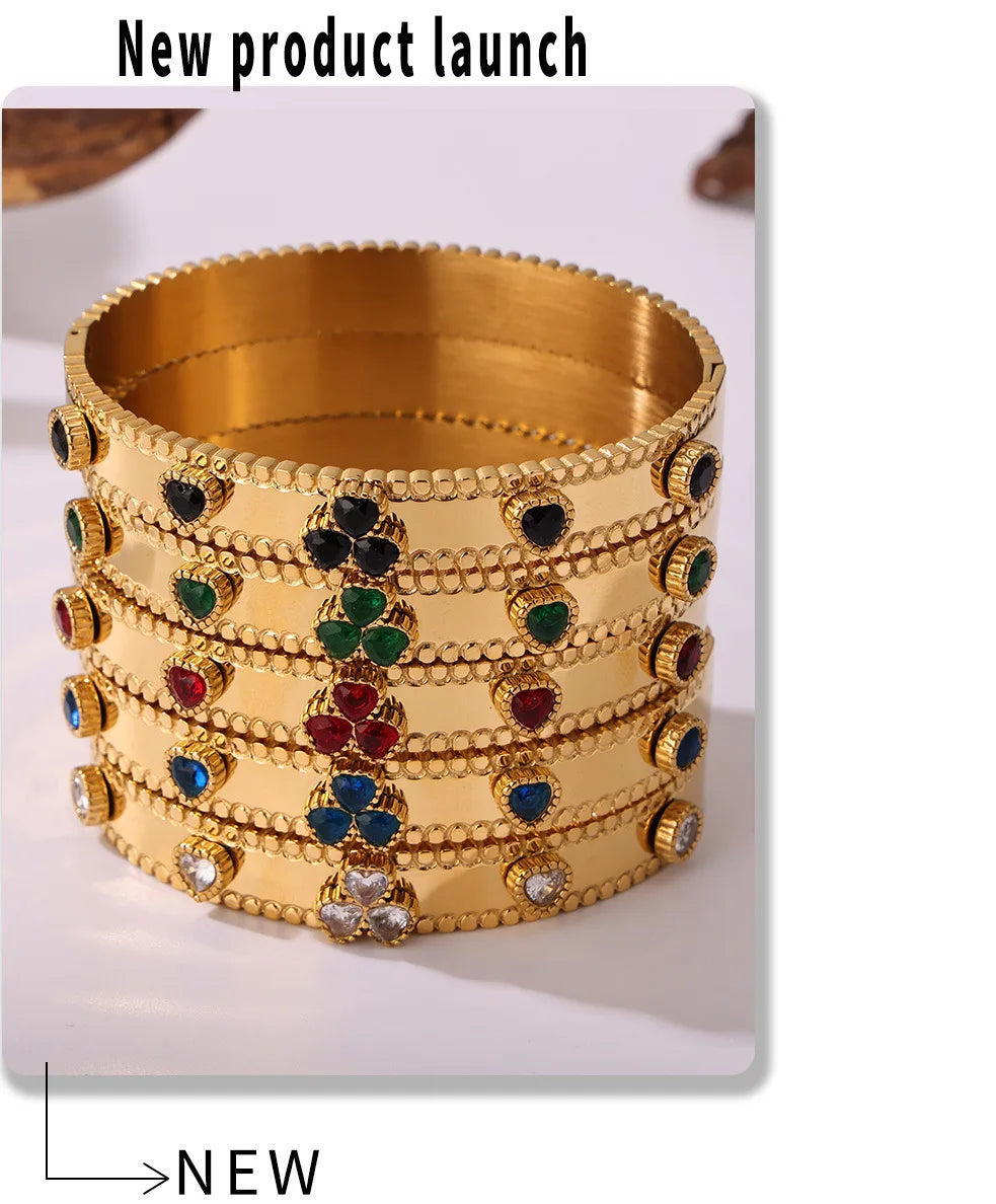 M&T Wear Women's Gear Buckle Bracelet – Love Zircon Stainless Steel Jewelry