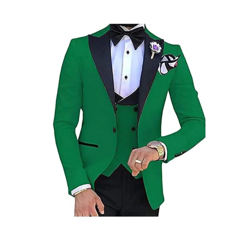 M&T Wear -  Men’s 3-Piece Tuxedo Suit with Lace Lapel – Stylish Party & Dinner Set