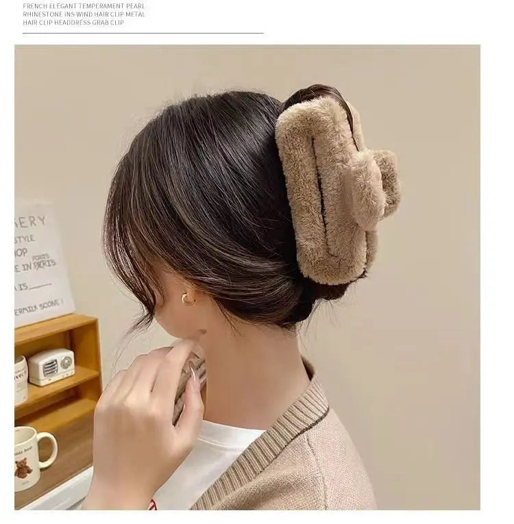 M&T Wear - Large Plush Square Hair Clip 2025 Shark Clip