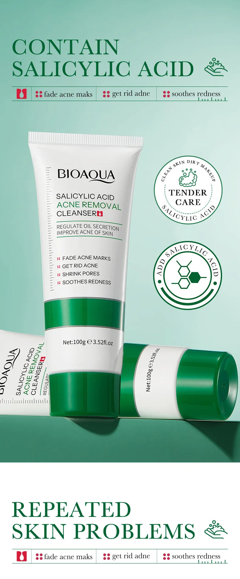 M&T Wear – Salicylic Acid Facial Cleanser 100g for Acne & Oil Control