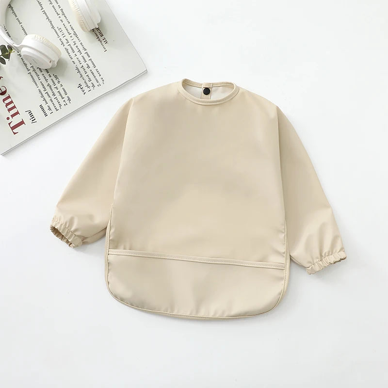 M&T Wear - Kids Baby Feeding Bibs Waterproof Long Sleeve Apron with Pocket Toddler Burp Cloth Boys Girls Anti-dirty Art Smock Baby Stuff