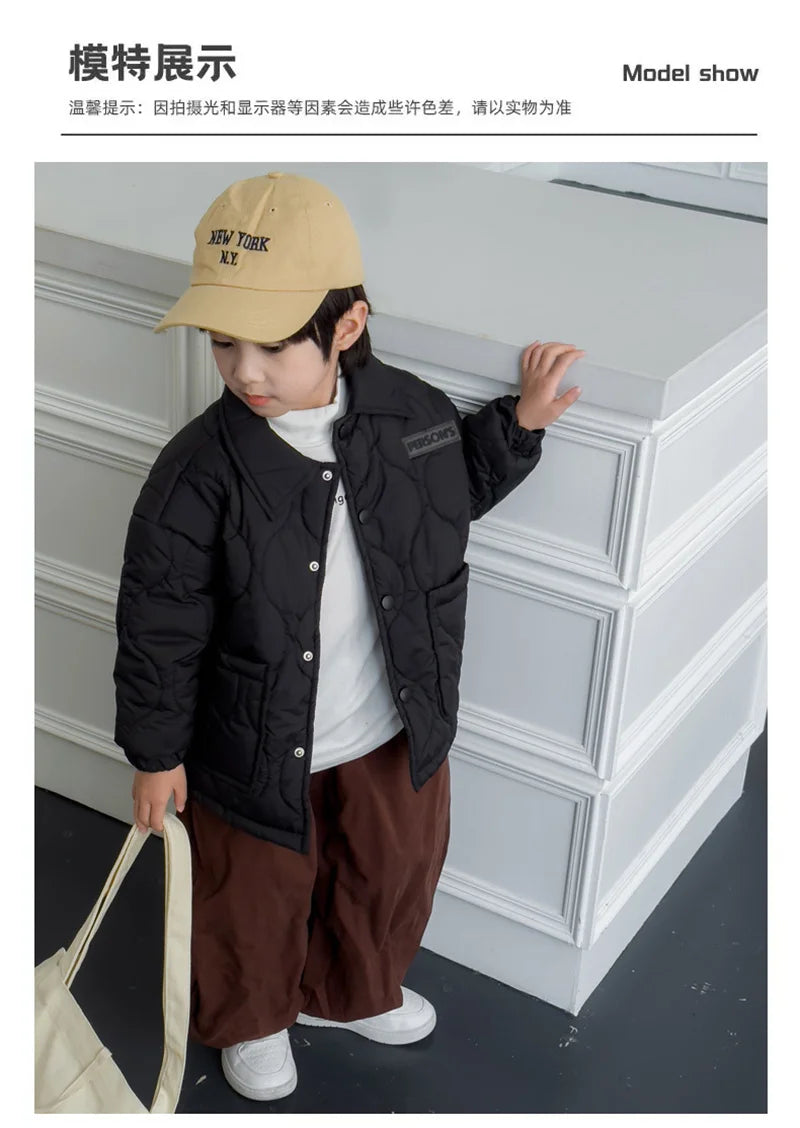 M&T Wear - Kids Boys Girls Jackets Children Winter Fleece Down Coat Toddler Padded Warm Windproof Outerwear Boy Autumn Plus Velvet Clothes