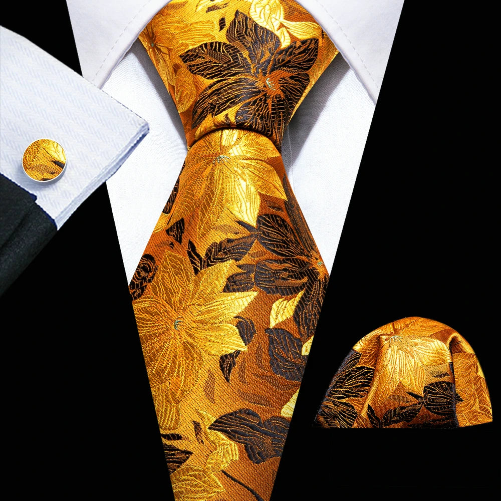 M&T Wear - Exquisite Floral Silk Necktie & Cufflink Set
