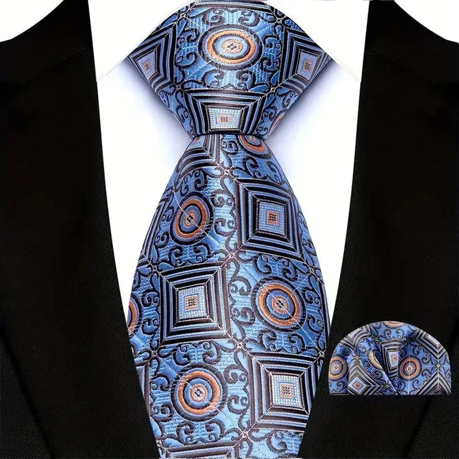 M&T Wear - Luxury Navy Solid 8cm NeckTie & Pocket Square Set