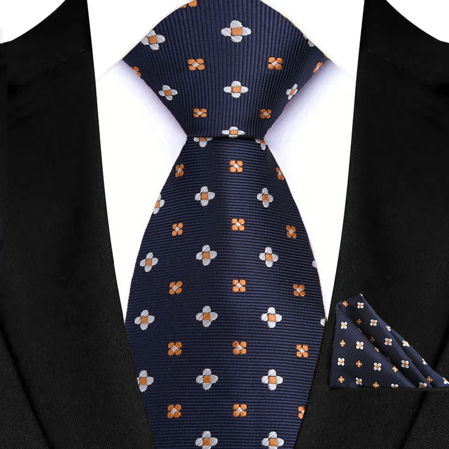 M&T Wear - Luxury Navy Solid 8cm NeckTie & Pocket Square Set