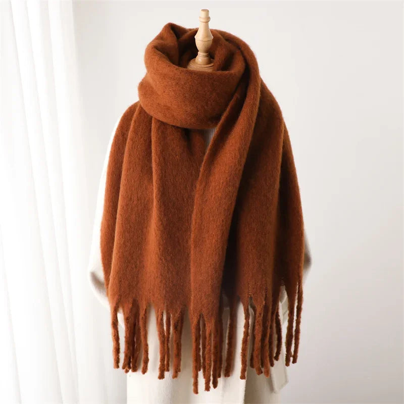 M&T Wear - Winter Scarf for Women Cashmere Warm Solid Pashmina Blanket Wraps Female Thick Soft Bufanda Big Tassel Shawl Long Poncho Echarpe