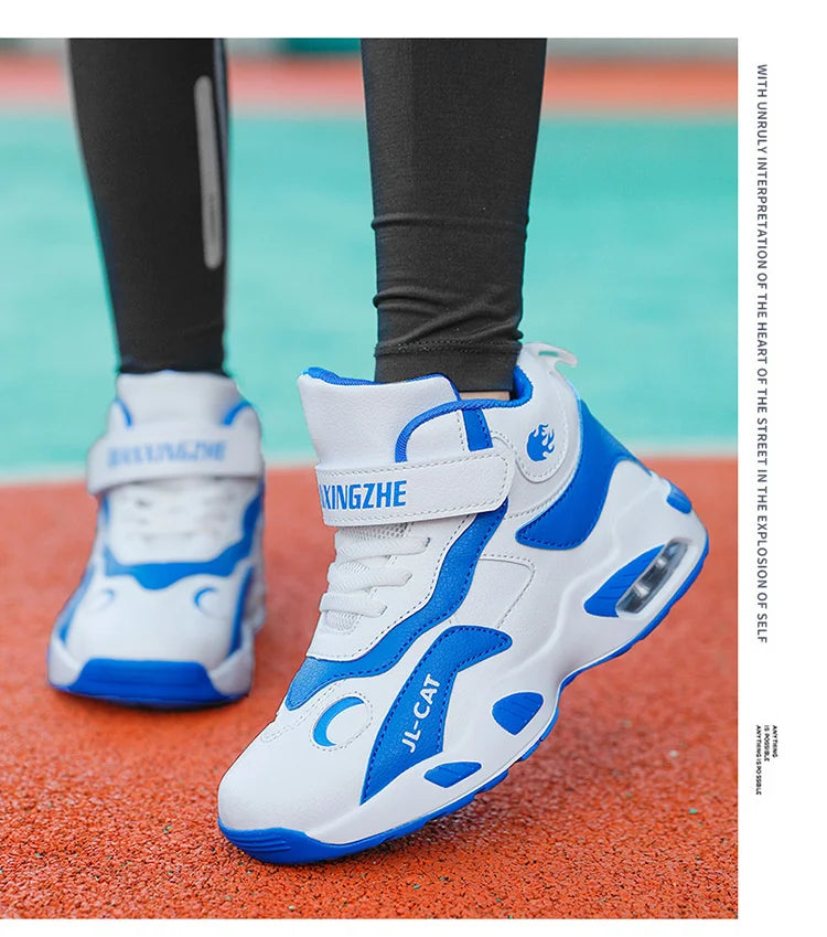 M&T Wear - Kids Basketball Shoes Boys Student Sports Shoes School Daily Outdoor Running Sneakers High Top Children Basketball Sneakers
