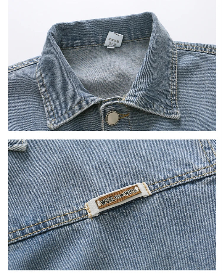 M&T Wear - Kids Denim Jacket Boys Jeans Coat Clothing Fashion Baby Boy Denim Jacket With Cartoon Embroidery Child Casual Streetwear Outfit