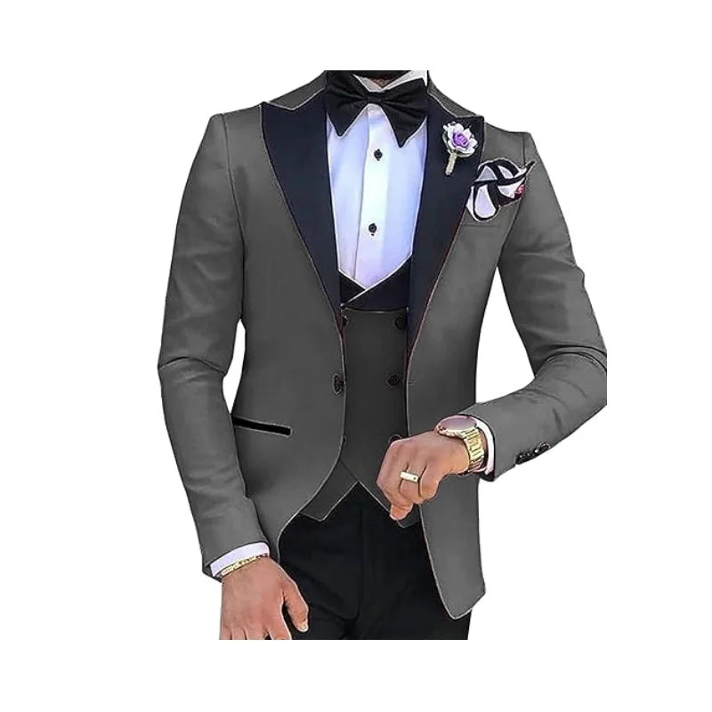 M&T Wear -  Men’s 3-Piece Tuxedo Suit with Lace Lapel – Stylish Party & Dinner Set