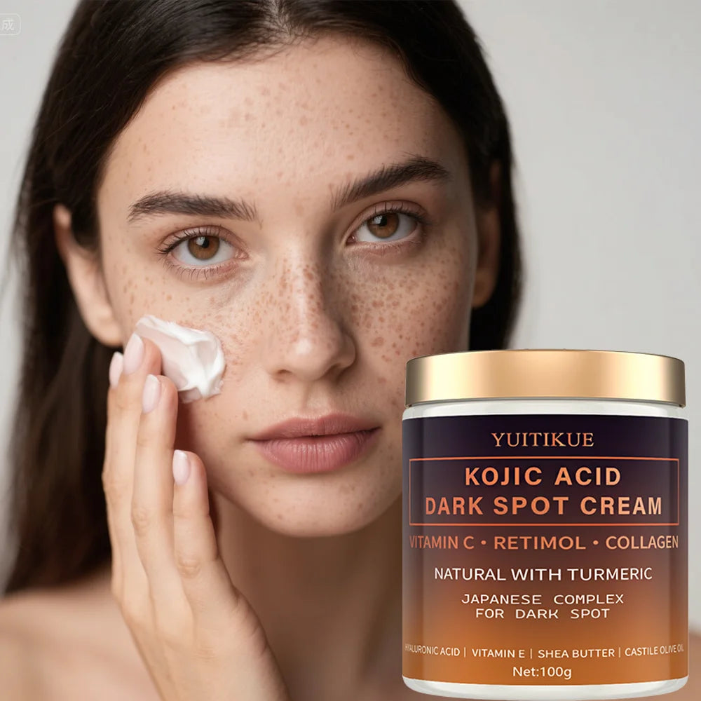 Arbutin fading cream, Vitamin C, retinol, collagen, natural curcumin, hyaluronic acid, Vitamin E, shea butter, castor olive oil.