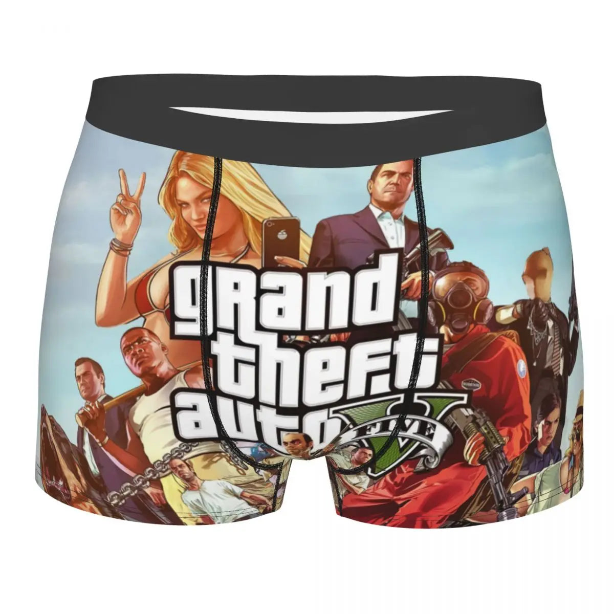 M&T Wear - Custom Grand Theft Auto Adventure Game Underwear Men Breathable GTA Boxer Briefs Shorts Panties Soft Underpants For Homme