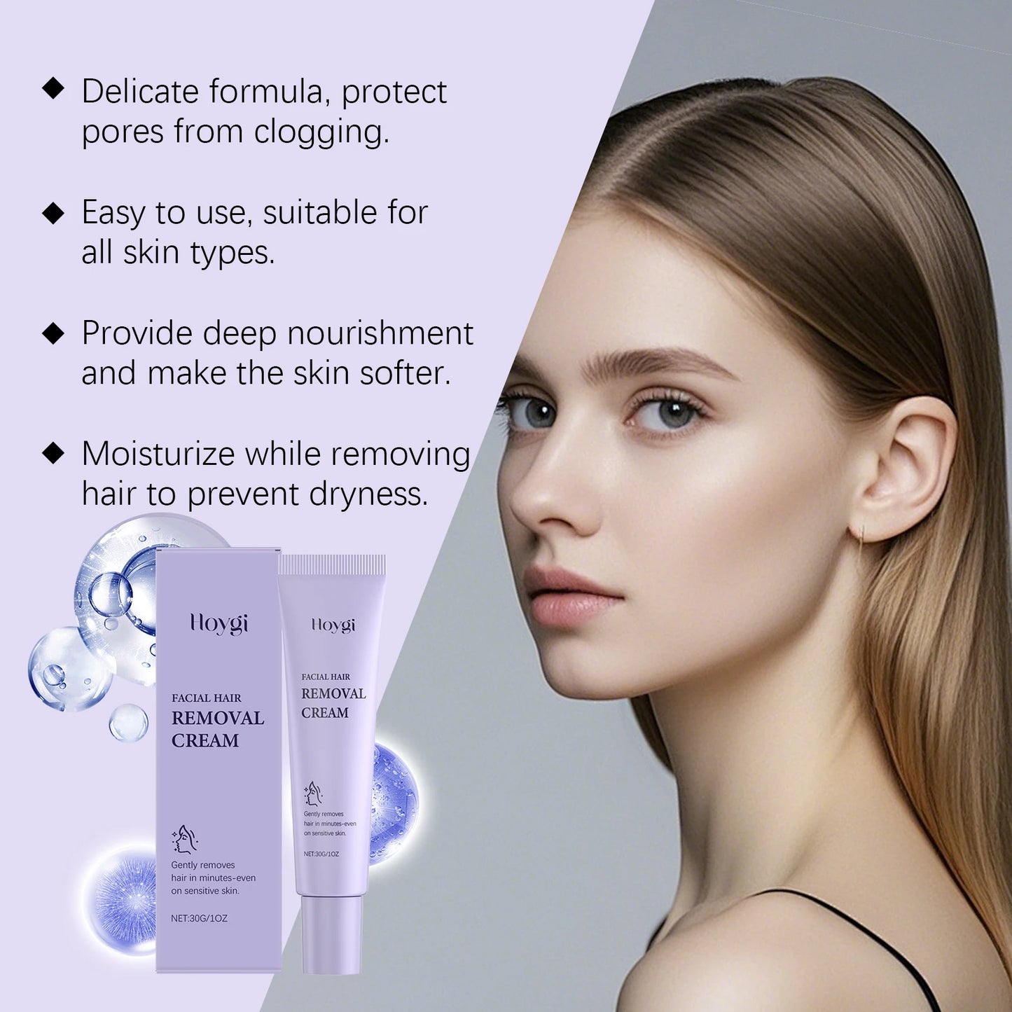 M&T Wear - Facial Hair Removal Cream | Painless, Gentle & Nourishing Skin Care (30g)