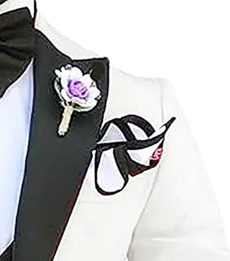 M&T Wear -  Men’s 3-Piece Tuxedo Suit with Lace Lapel – Stylish Party & Dinner Set