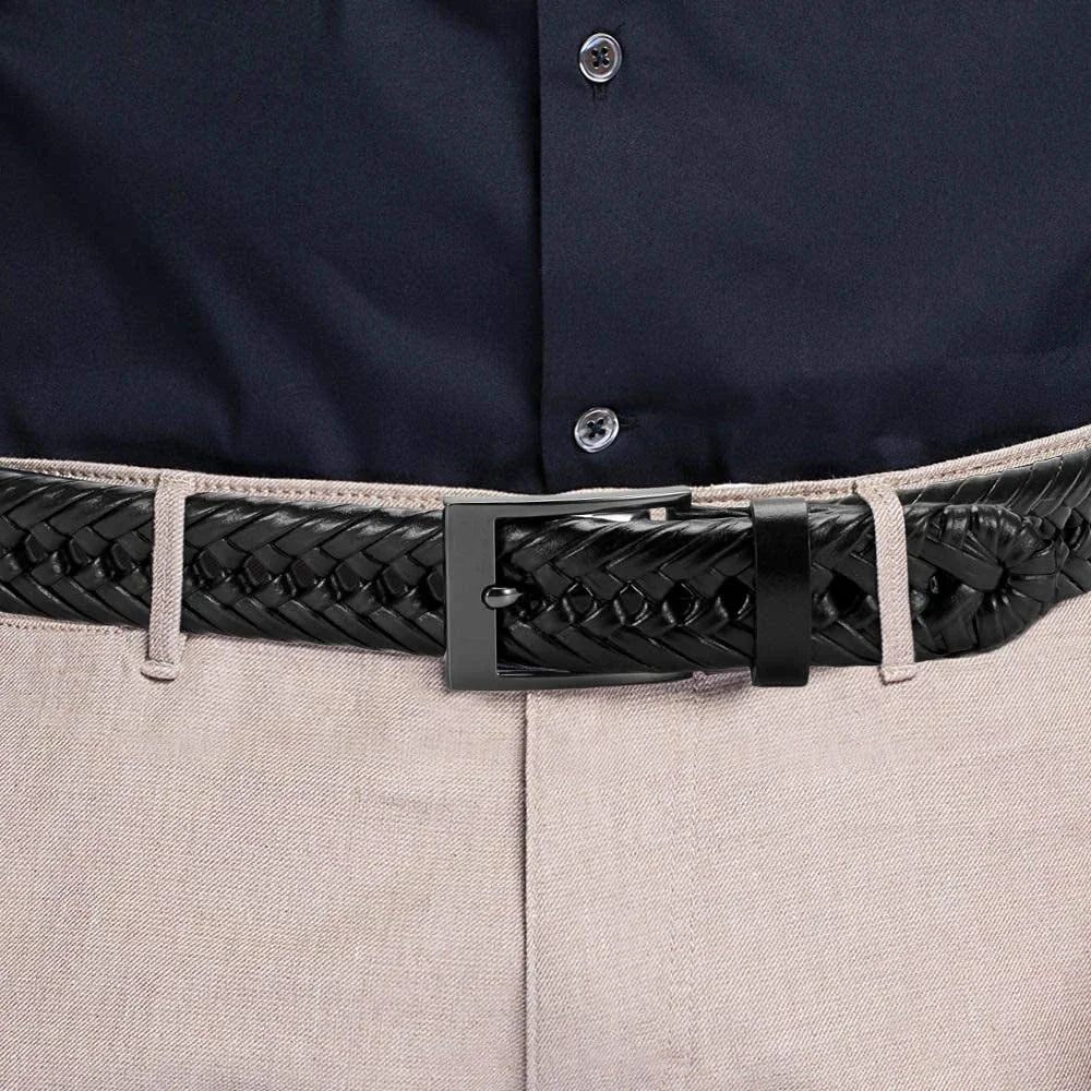 M&T Wear - Braided 100% Genuine Leather Pin/Automatic Belt