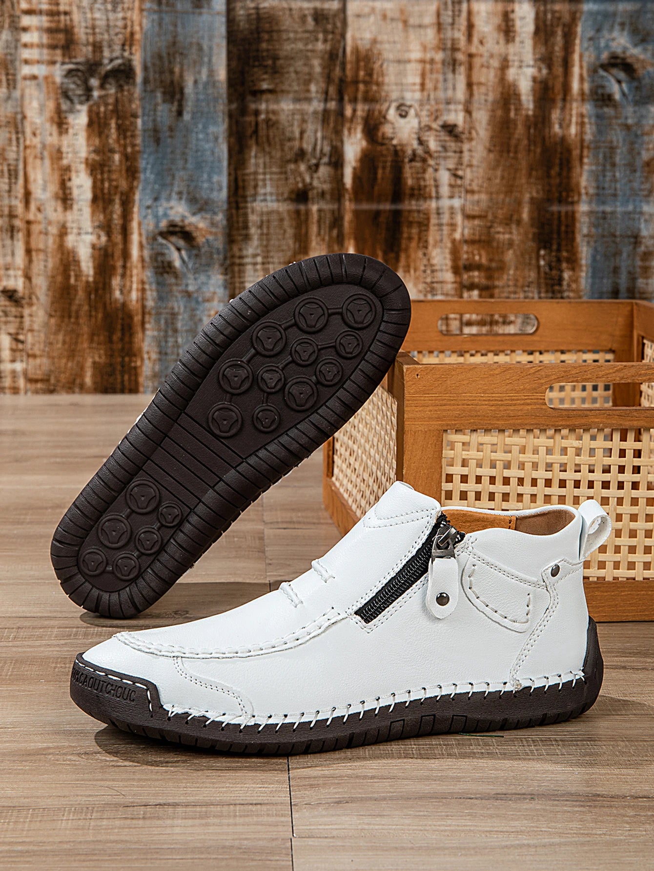 M&T Wear - New Casual Shoes for Men White Luxury Round Toe Men Ankle Boots Light Slip on Walking Shoes Outdoor Comfor Men High Top Sneakers