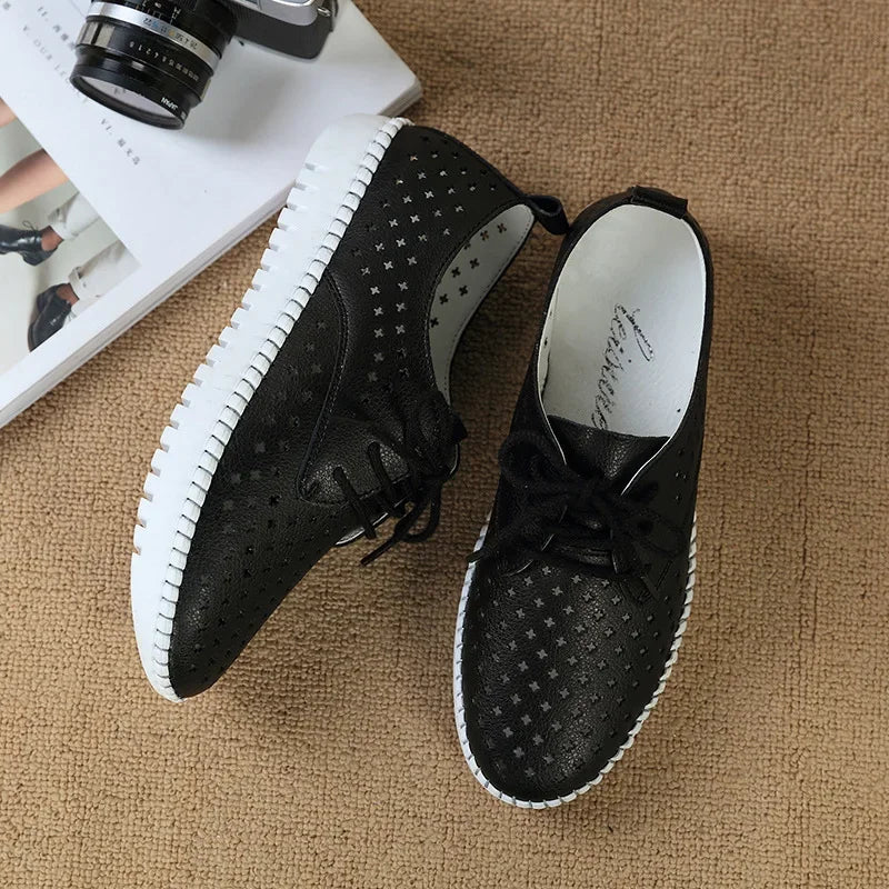 M&T Wear - sneaker women platform shoes female Genuine Leather Walking flat sandals for women Breathable Comfort Vacation shoes