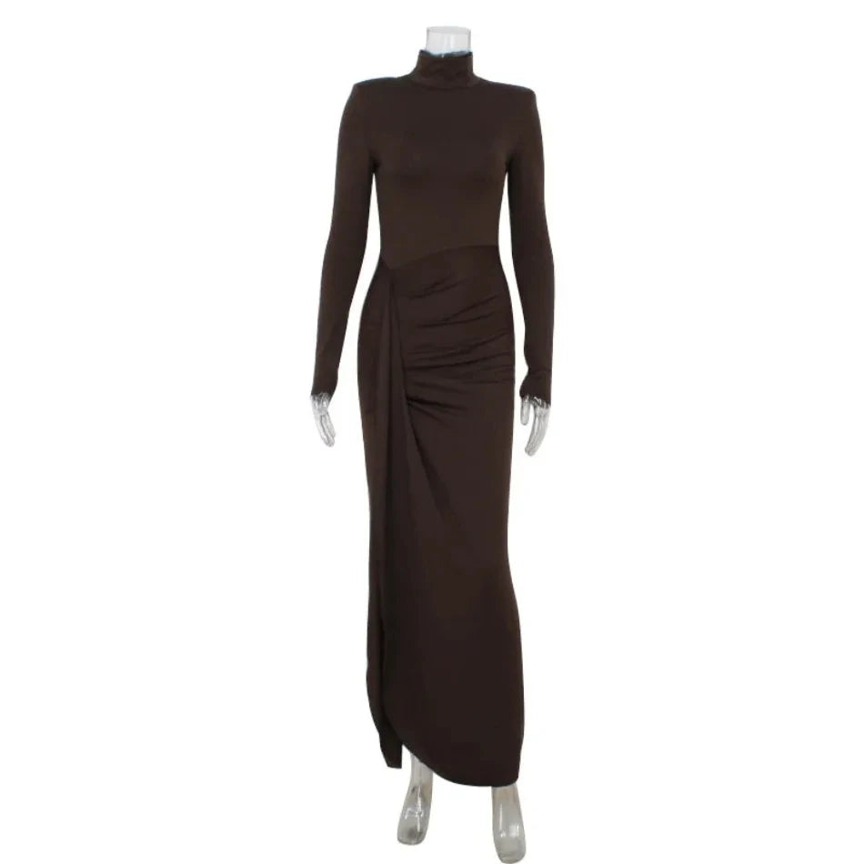 M&T Wear - Sexy High-Neck Waist-Tie Floor-Length Dress