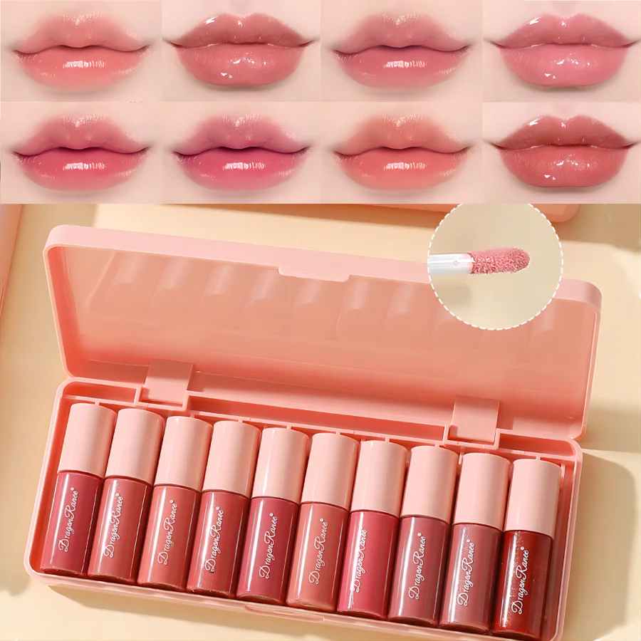 M&T Wear 10-Piece Shimmering Lip Gloss Set – Long-Lasting, Non-Stick, Moisturizing & Pearlescent Lip Glaze Collection