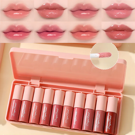 M&T Wear 10-Piece Shimmering Lip Gloss Set – Long-Lasting, Non-Stick, Moisturizing & Pearlescent Lip Glaze Collection