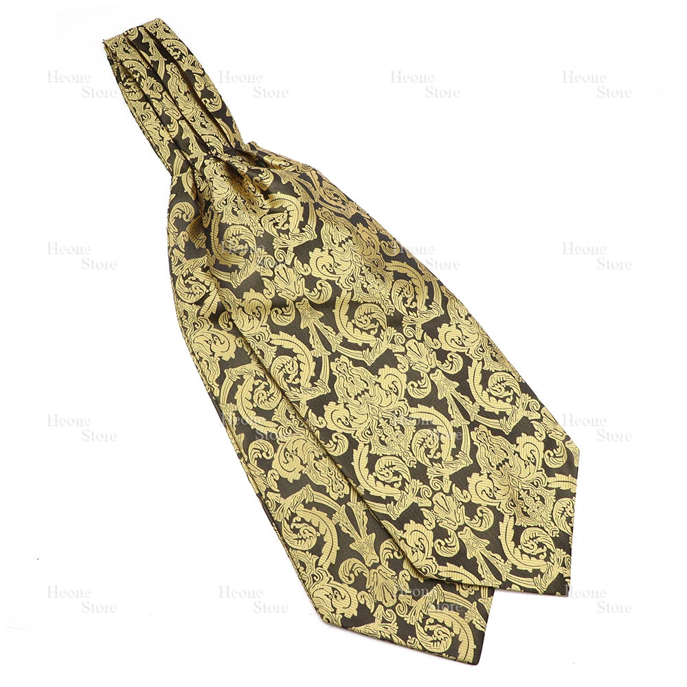 Luxury Mens Scarf Tie Solid Color Dot Geometric Pattern Floral Jacquard Woven Polyester Silk Ascot Cravat Tuxedo Suit Shirt Gift