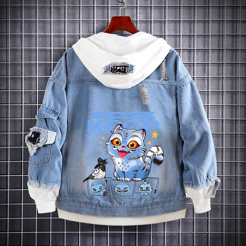 M&T Wear - Kids Denim Jacket Anime Kpop Demon Hunter Saja Boys New Autumn Sweatshirts Hooded Coats Fashion  Adult Casual Streetwear Clothes