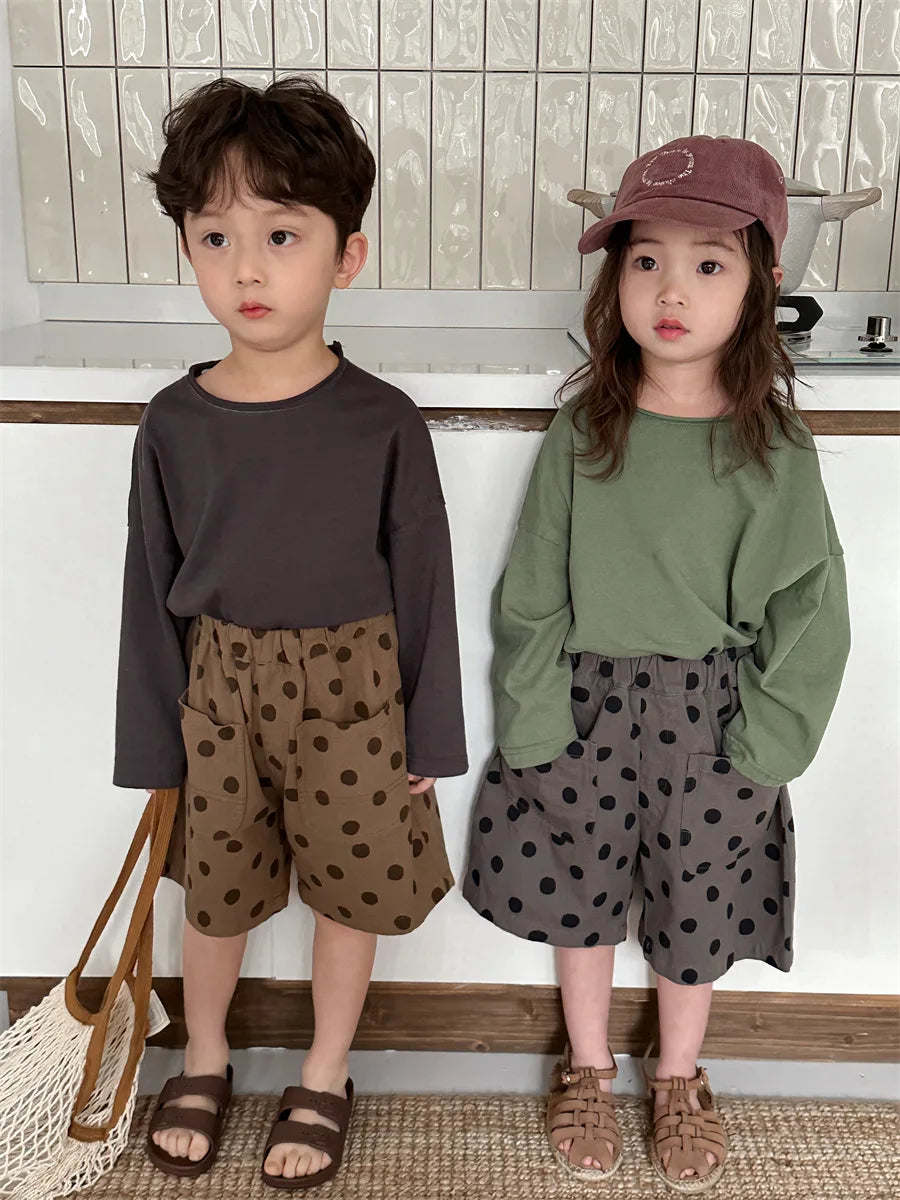 M&T Wear - Korean Children's Clothes 2025 Kids Boys 0-3Y Baby Girls Cotton Solid Color Long Sleeve Loose Fit Base Layer Soft Wear Top