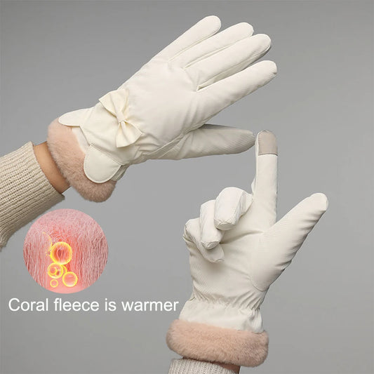 M&T Wear - Winter Gloves Women Bear Elegant Windproof Waterproof Touch Screen Full Finger Hand Warm Skiing Outdoor Sports Mittens