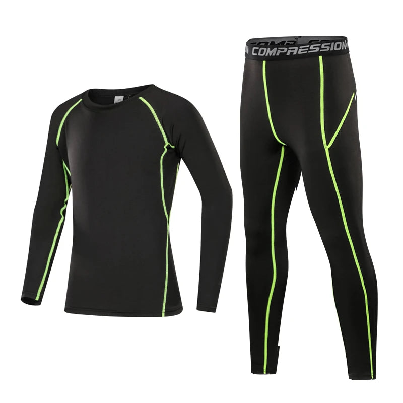 M&T Wear - Fitness Tracksuits Youth Warm Pants Tops Underwear Tight Sports Clothes for Boys Compression Running Basketball Sportswear