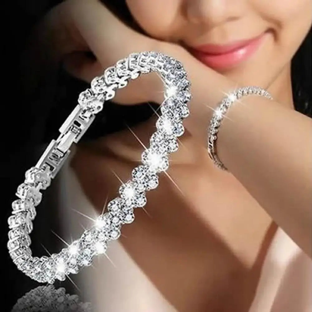 M&T Wear Elegant Cubic Zirconia Rhinestone Bangle Bracelet for Women