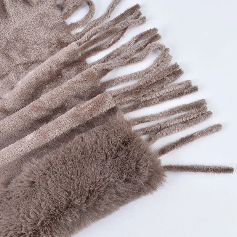 M&T Wear - Winter New Solid Color Shawl Warm Women's Wool Neck Scarf Shawl Dual purpose Thickened Dress Shawl