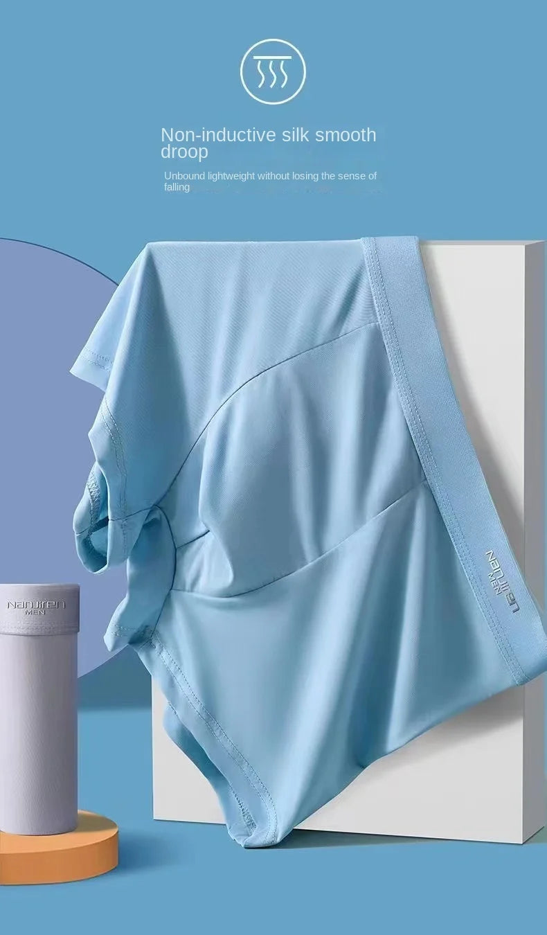 M&T Wear - 4pcs Boxer Shorts Men's Ice Silk Underwear Male Underpants Breathable Sexy Thin Panties U Convex Lingerie Wholesale Lots L-6XL