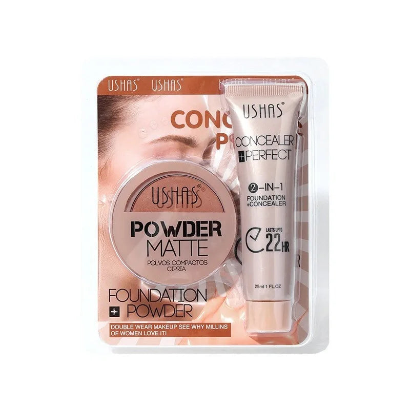 M&T Wear – Foundation + Powder Combo Set (Brightening, Waterproof, Anti-Sweat)