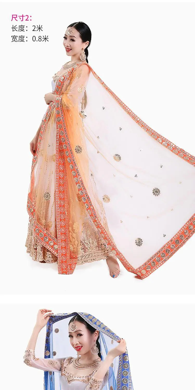 M&T Wear - Elegant Indian Embroidered Sari Shawl – 2025 Exotic Traditional Veil