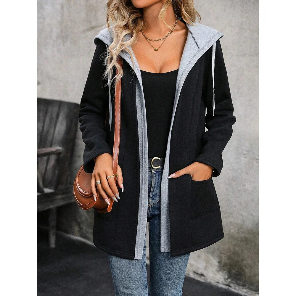 M&T Wear - Casual Multilayer Long Sleeve Hoodie Zipper Coat for Women