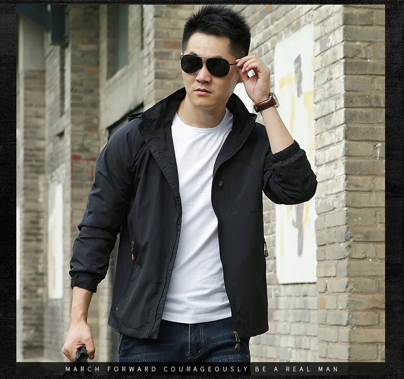 M&T Wear - Men's Outdoor Hiking Camping Jackets Waterproof Hooded Windbreaker Coat Autumn New Casual Jacket Tactics Military Jacket Men 6XL