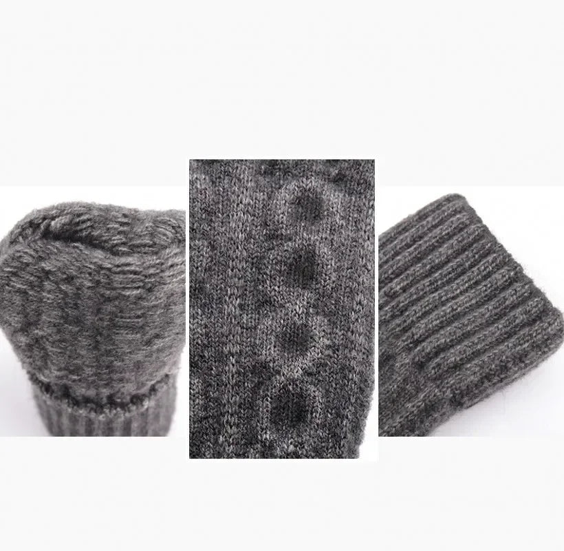 M&T Wear - Winter Gloves For Men Half Finger Writing Office Cycling Knitted Gloves Students Alpaca Wool Warm Thick Elastic Driving Gloves