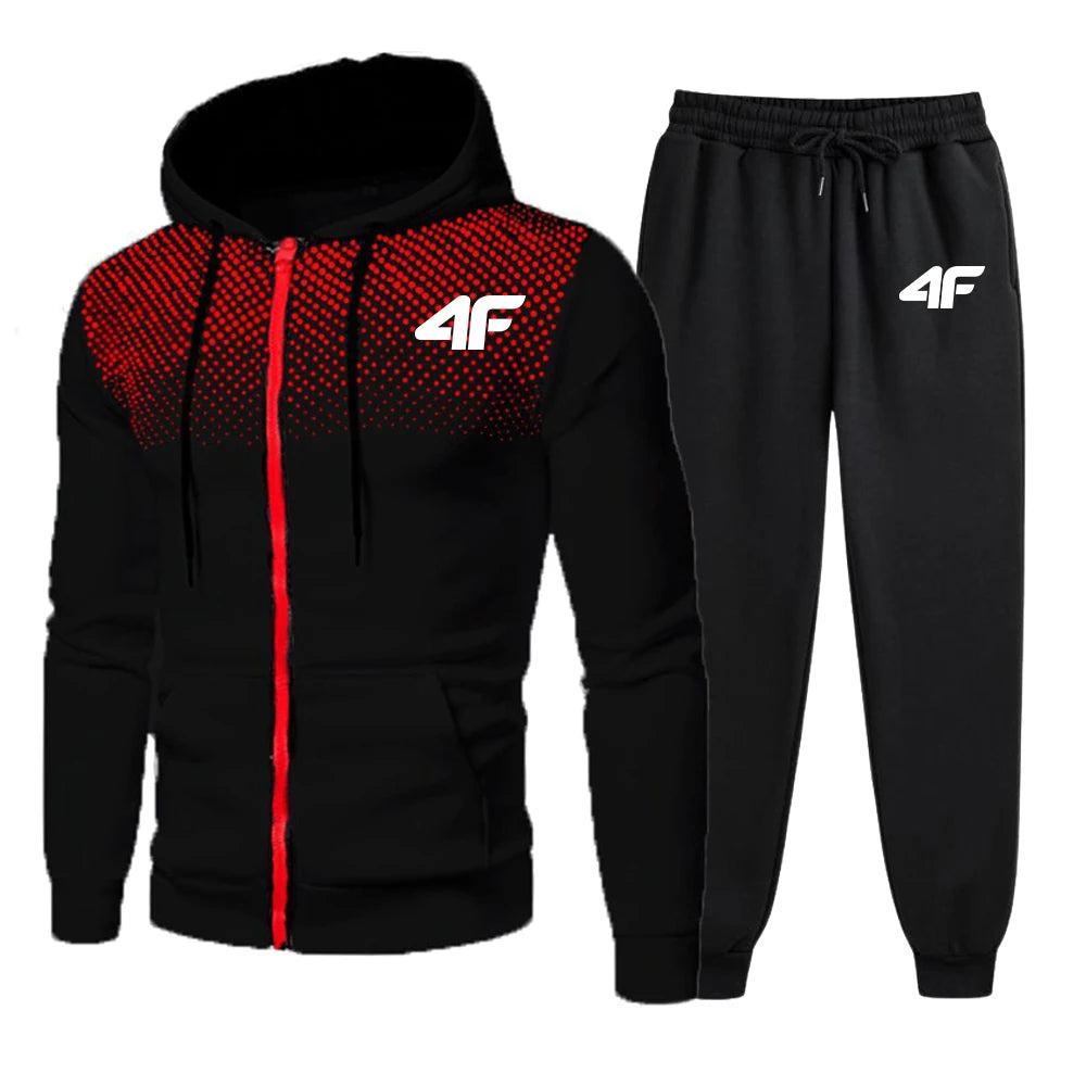 M&T Wear - Men's Tracksuits Casual Round Dot Zipper Sweatshirt &  Jogging Pants 2 Piece Set Print High Quality Hooded Jacket Suit Clothing 2025
