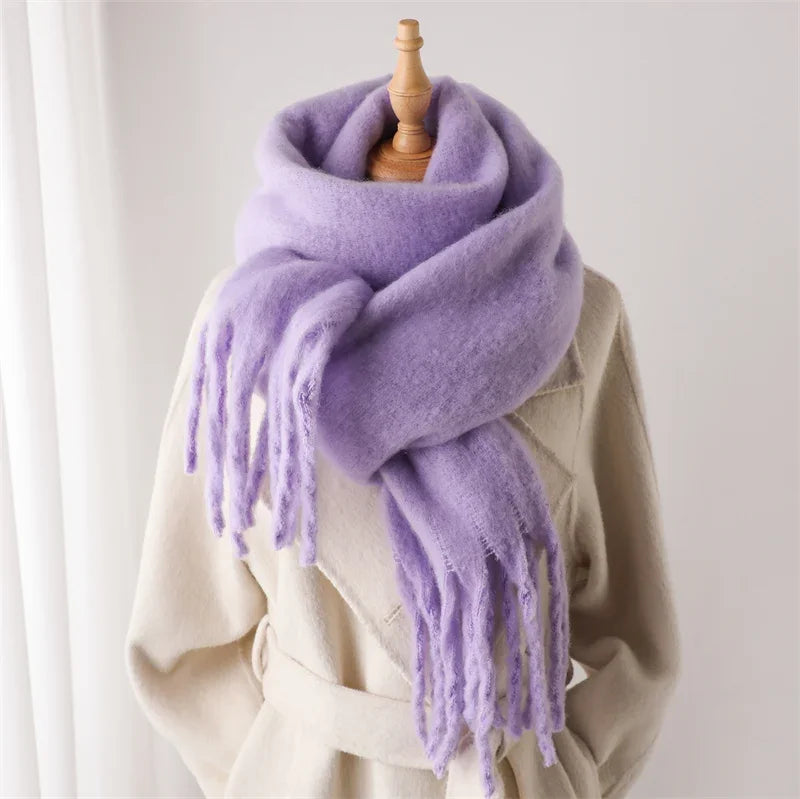 M&T Wear - Winter Scarf for Women Cashmere Warm Solid Pashmina Blanket Wraps Female Thick Soft Bufanda Big Tassel Shawl Long Poncho Echarpe