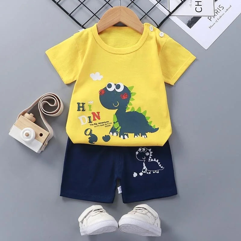 M&T Wear - Fashion Kids Clothes Boys Girls Sets Top Shorts 2PCS 100% Cotton Soft Summer Children Baby Cloths T-shirt Shorts Toddler Suit