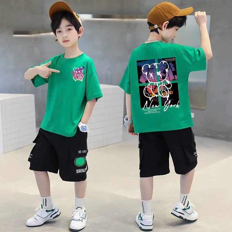 M&T Wear - Korean Children's Clothes 2025 Summer Tops Art New York City Graphic T Shirts Cotton Baby Boys Short Sleeves Shirt Kids Clothes