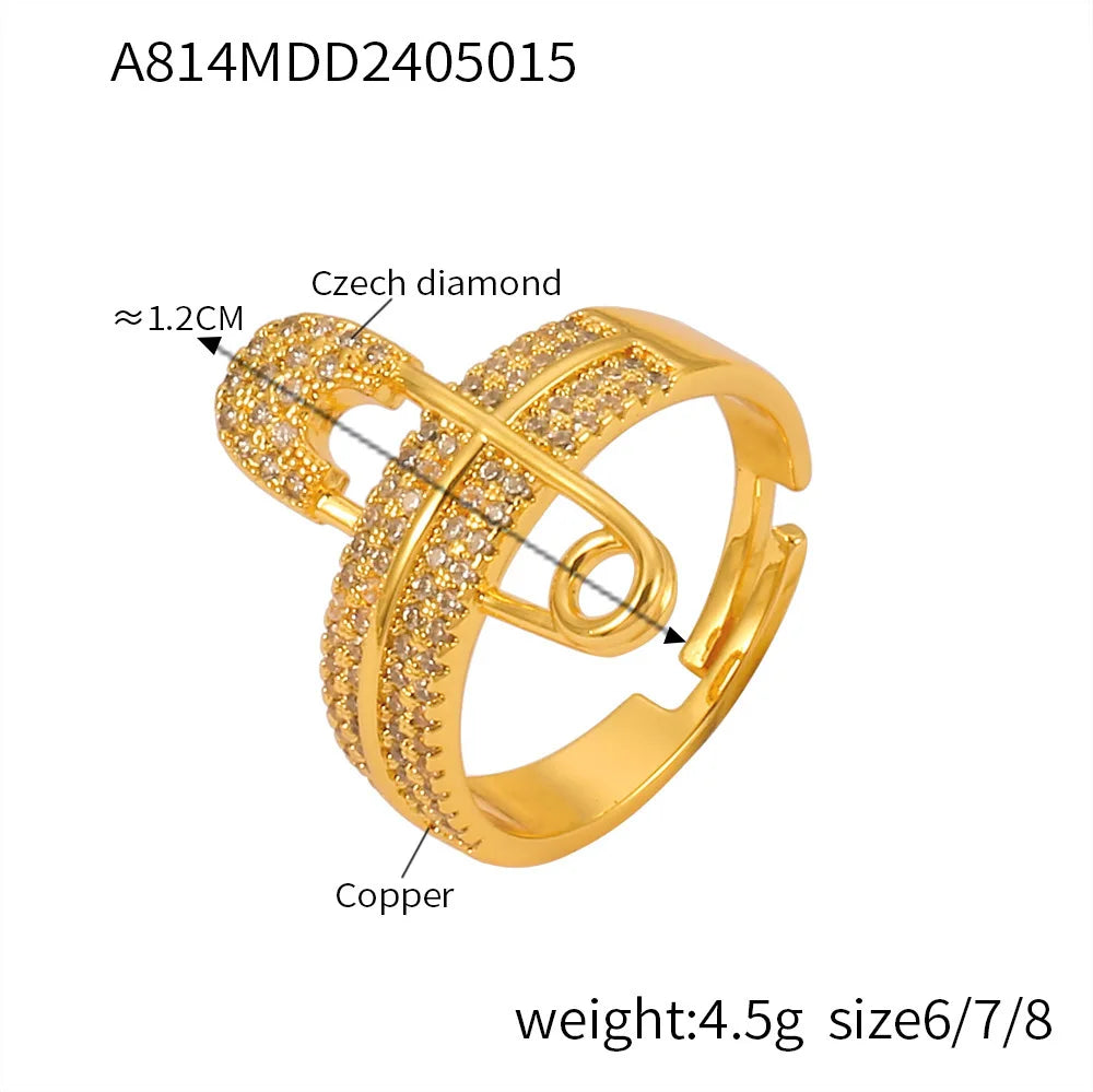 M&T Wear – Elegant Gold & Silver Zircon Cocktail Ring for Women