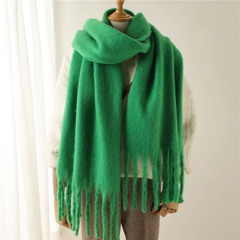 M&T Wear - Winter Scarf for Women Cashmere Warm Solid Pashmina Blanket Wraps Female Thick Soft Bufanda Big Tassel Shawl Long Poncho Echarpe